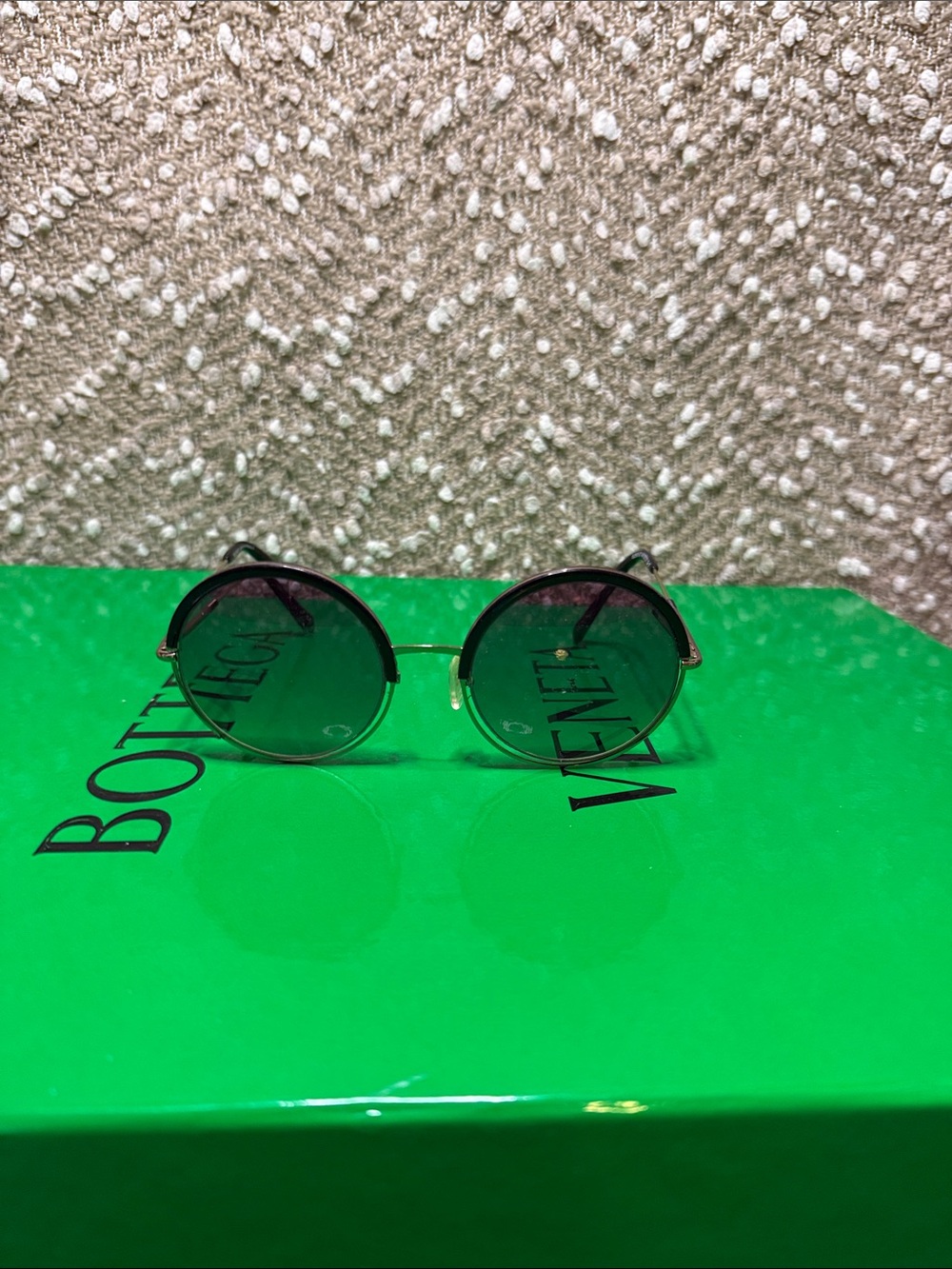 Balmain Round Black Frame Sunglasses with Gold Bridge